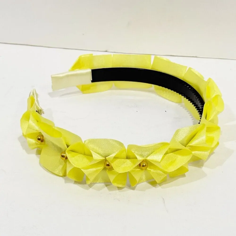 New Headband Yellow with decorative flowers for girls